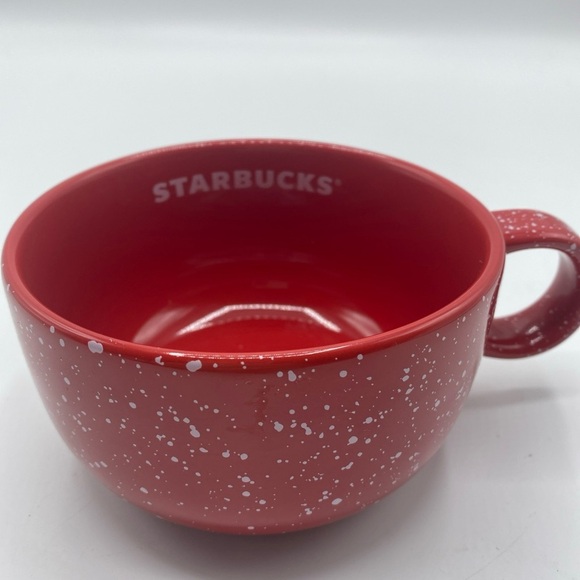 Starbucks 2019 Red Mug  With White Specks Ceramic Coffee Tea Soup Bowl 16 oz - Picture 2 of 6